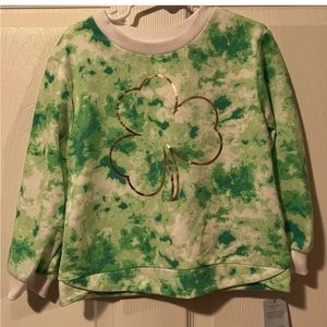 Cat & Jack St. Patrick’s Sweatshirt kids Sz XS tie dye green & white NWT